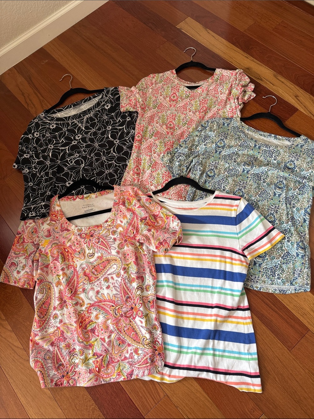 Talbots Women's Short-Sleeve Tee Set - Black, Pink, Blue, White, Multicolor